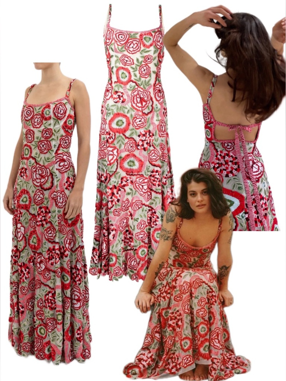 NWT Rachel Gilbert Gigi Floral Embroidered Gown Wedding Guest Dress